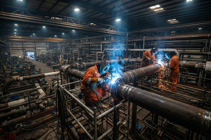 Custom Industrial Pipe Installations Welding and Installation fabrication Work Services Hyderabad