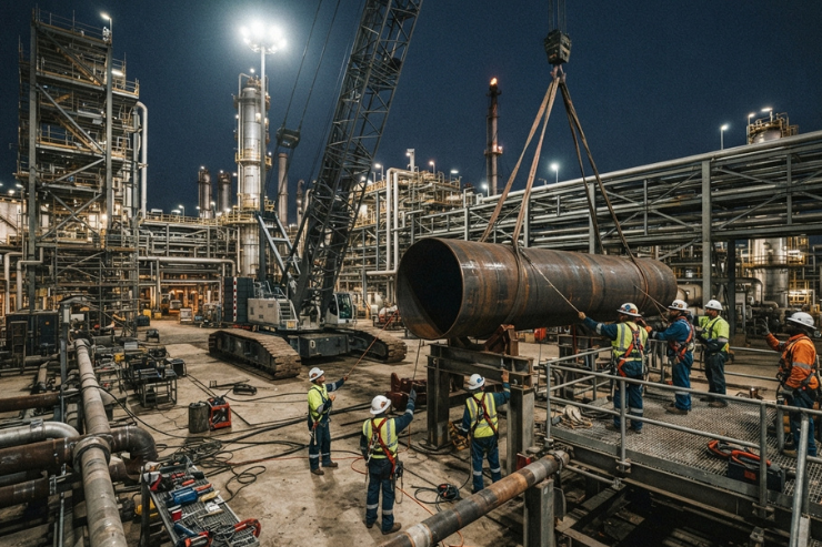 Industrial Heavy Pipe Installation and Structural Support Work services hyderabad